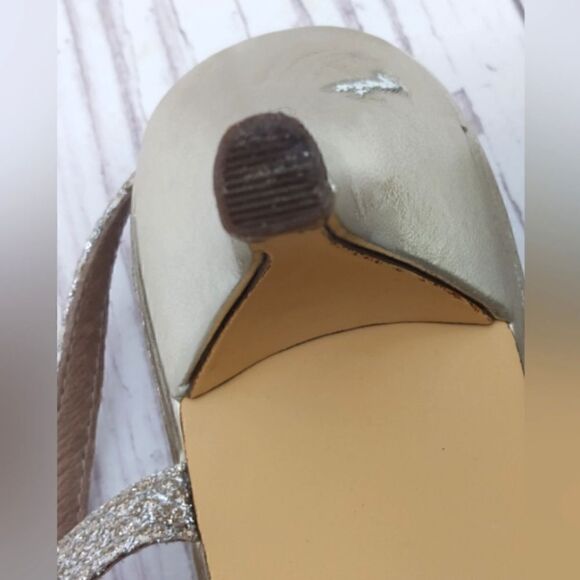 Brown's Formal Silver Gold High Heel Shoes SZ 6 Wedding Party - Picture 15 of 16